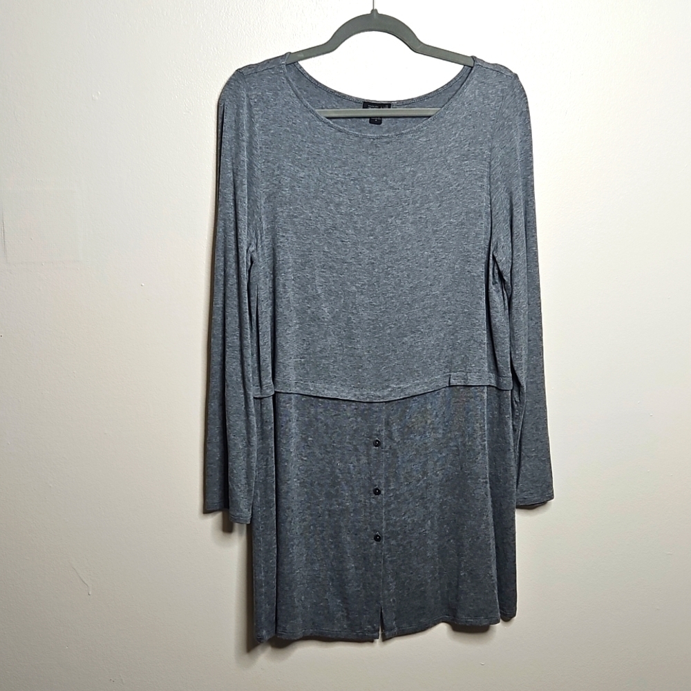 J. Jill Charcoal Gray Boat Neck Long Sleeve Tunic Dress Medium
